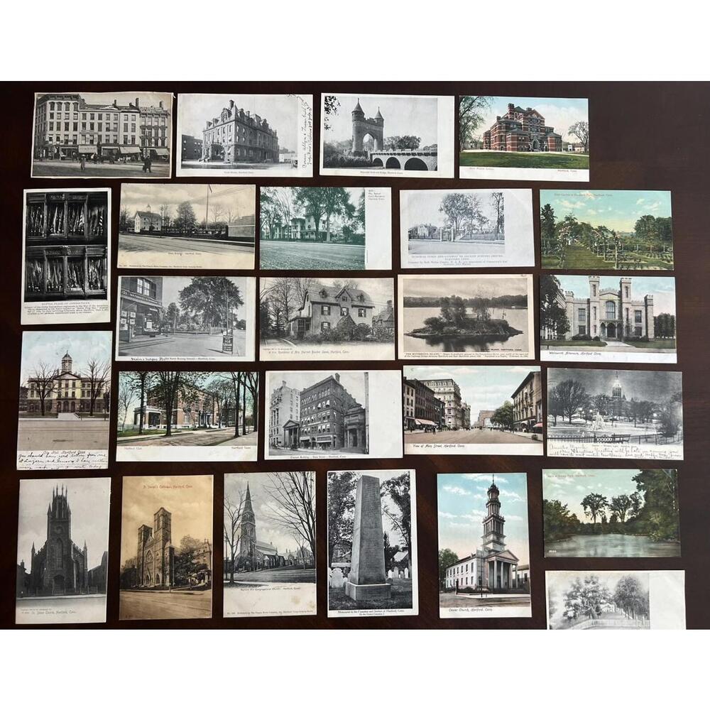 1905 RPPC Hartford Connecticut (25) Postcards Courthouse Arsenal Church Main St